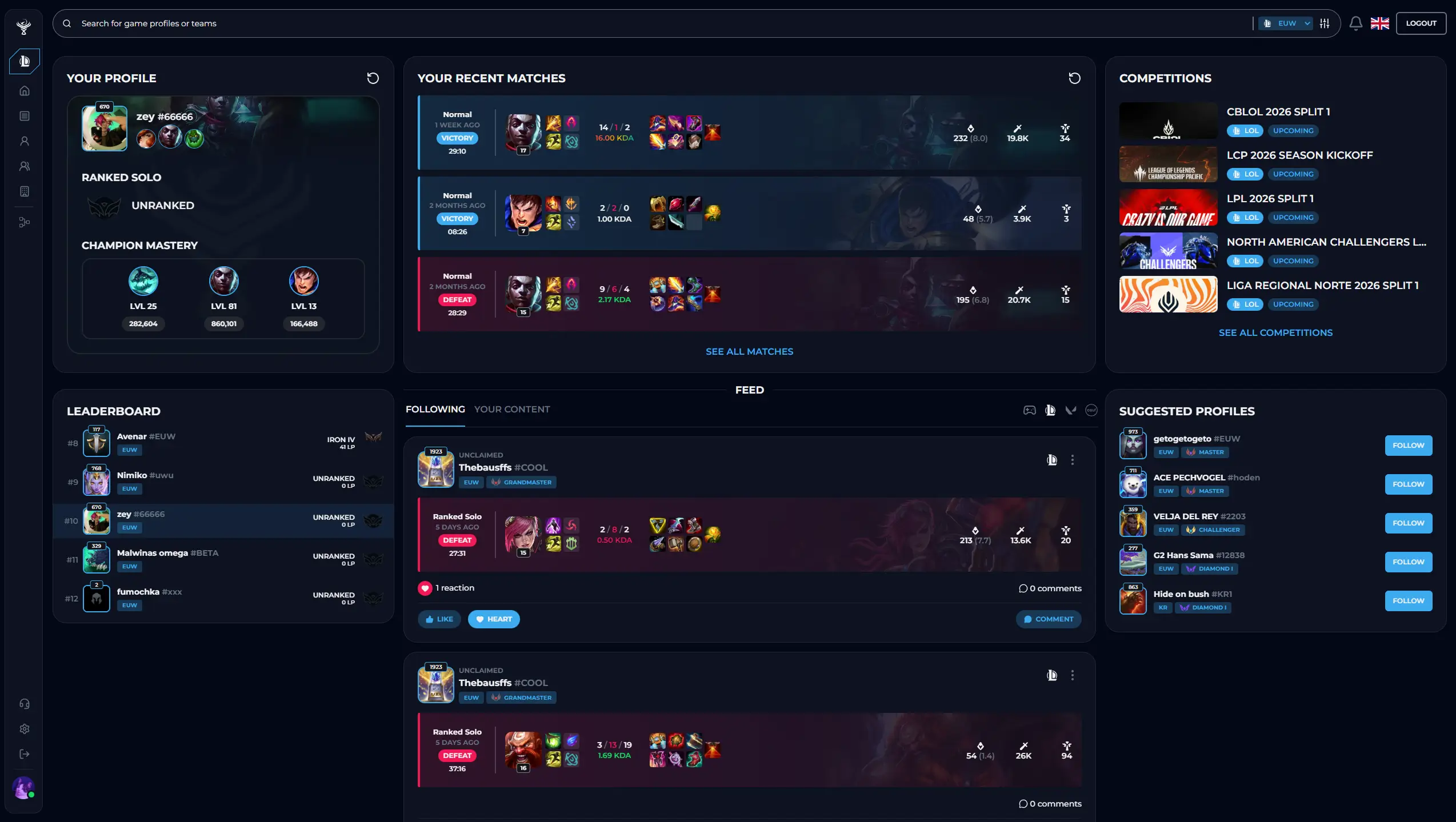 League of Legends Feed